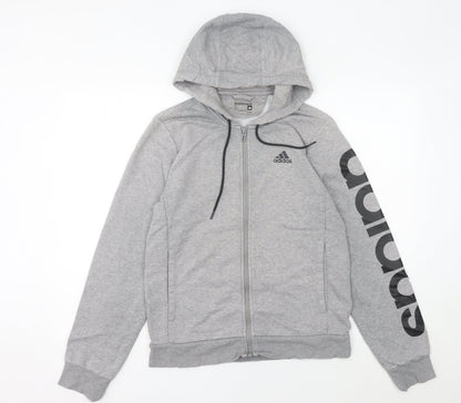 Adidas Womens Grey Hoodie Size 12 Full Zip Sweatshirt