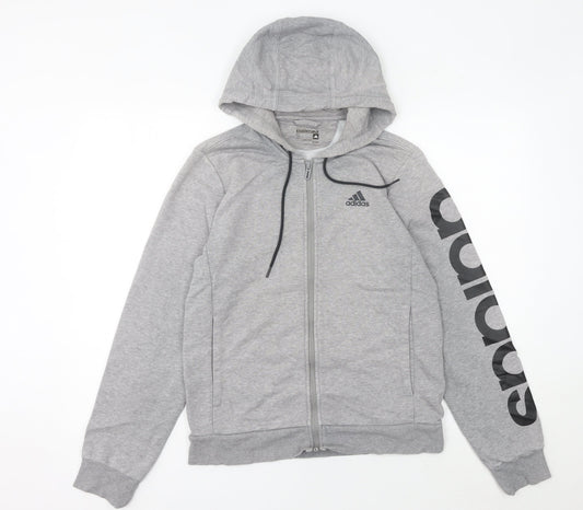 Adidas Womens Grey Hoodie Size 12 Full Zip Sweatshirt