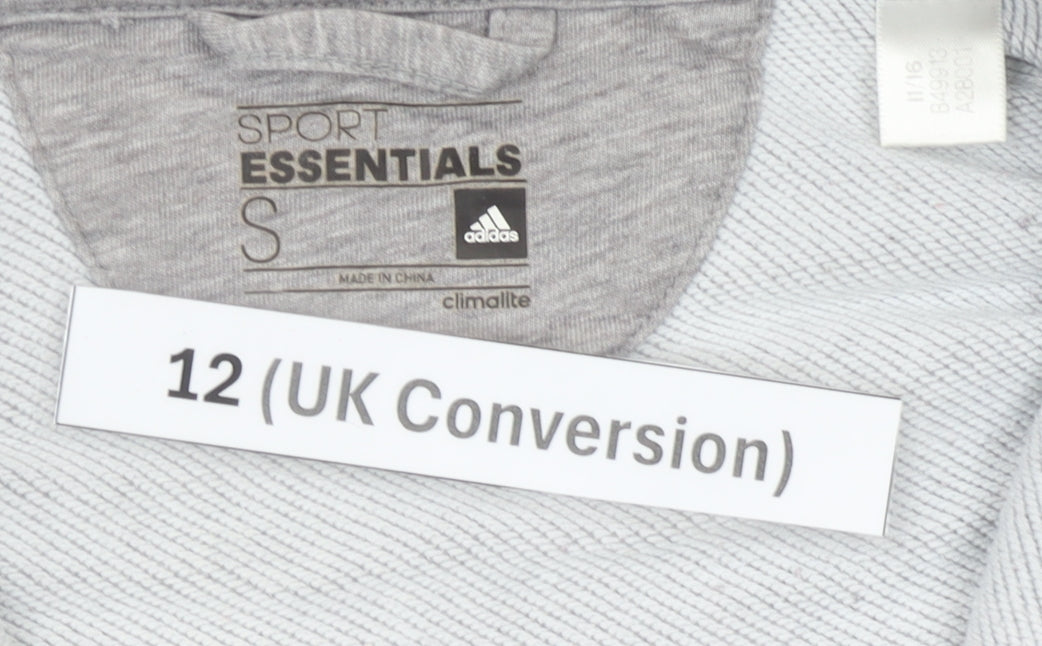 Adidas Womens Grey Hoodie Size 12 Full Zip Sweatshirt