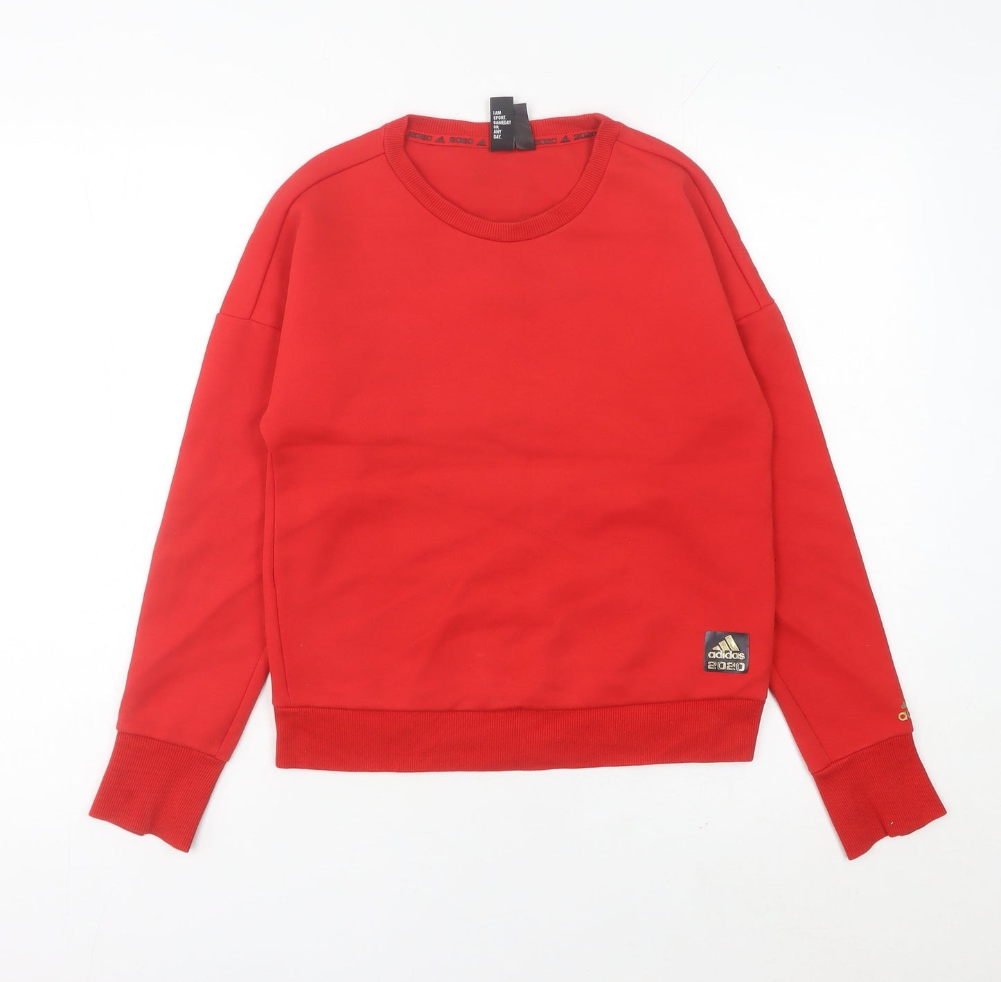 Adidas Womens Red Sweatshirt Size 8 Logo Pullover Sportswear