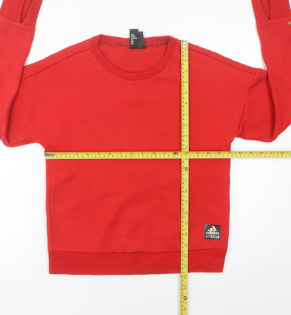 Adidas Womens Red Sweatshirt Size 8 Logo Pullover Sportswear