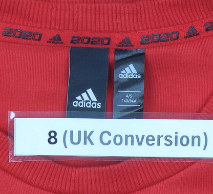 Adidas Womens Red Sweatshirt Size 8 Logo Pullover Sportswear