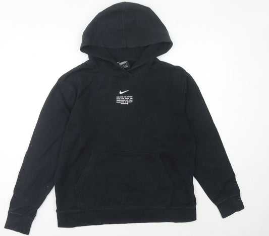 Nike Women Black Size 12 Oversized Pullover Hoodie Sweatshirt