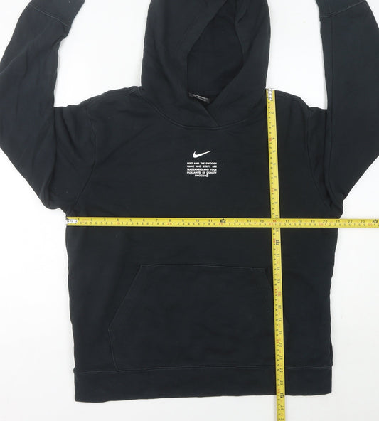 Nike Women Black Size 12 Oversized Pullover Hoodie Sweatshirt