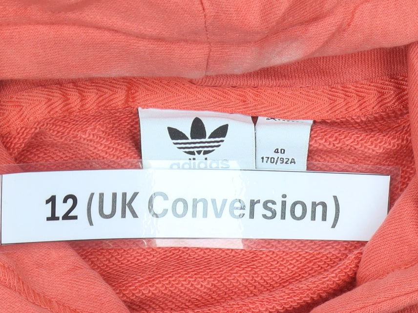 Womens UK Size 12 adidas Orange Pullover Hoodie