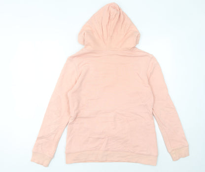 Adidas Womens Pink Pullover Hoodie Size 6 UK Logo Print Sweatshirt