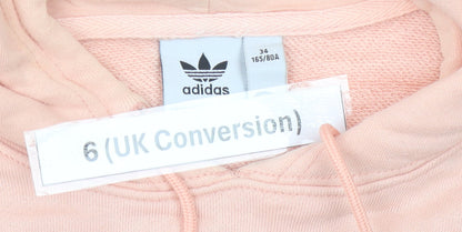 Adidas Womens Pink Pullover Hoodie Size 6 UK Logo Print Sweatshirt