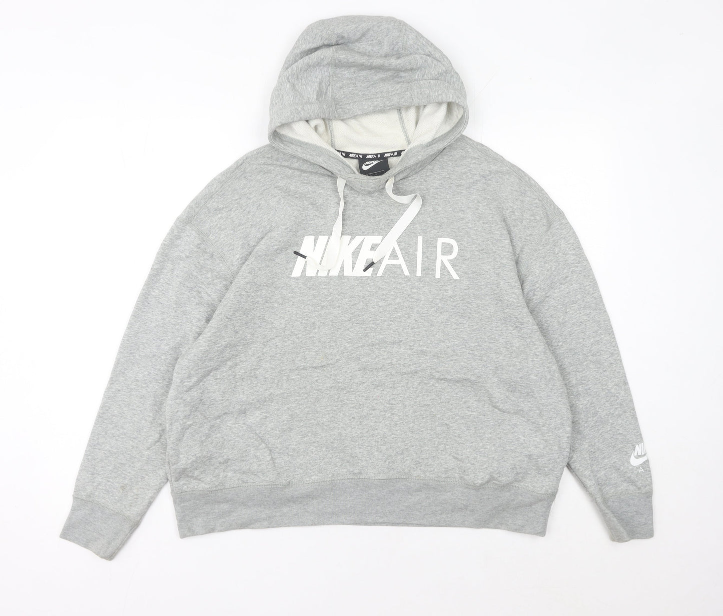 Nike Women’s Grey Hoodie UK 10 Pullover Relaxed Fit Logo Hoodie