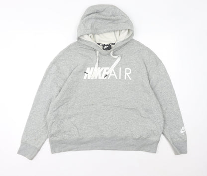 Nike Women’s Grey Hoodie UK 10 Pullover Relaxed Fit Logo Hoodie