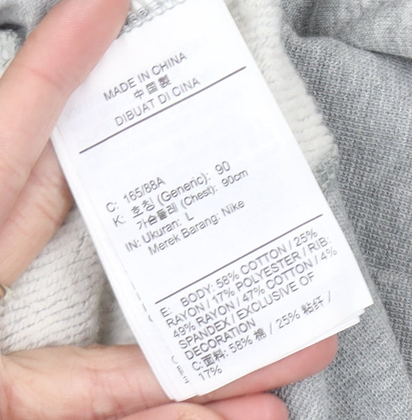 Nike Women’s Grey Hoodie UK 10 Pullover Relaxed Fit Logo Hoodie