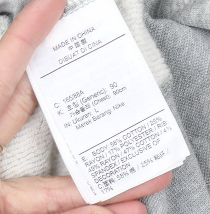 Nike Women’s Grey Hoodie UK 10 Pullover Relaxed Fit Logo Hoodie