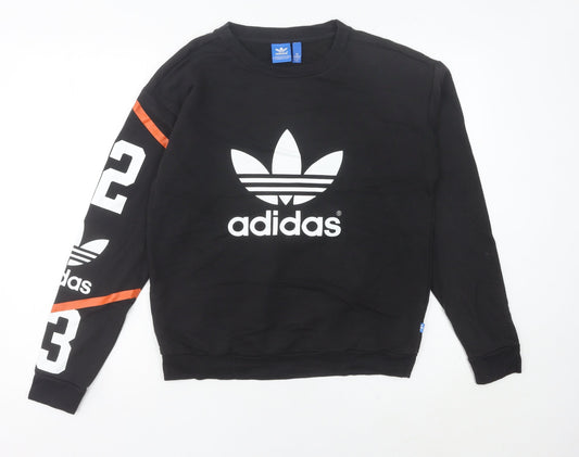 Adidas Women’s Black Logo Sweatshirt Size 10 UK Cotton Blend