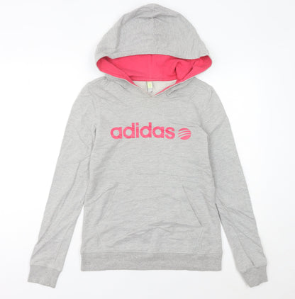 Adidas Women’s Grey Hoodie Size 12 UK Pullover Logo Sweatshirt