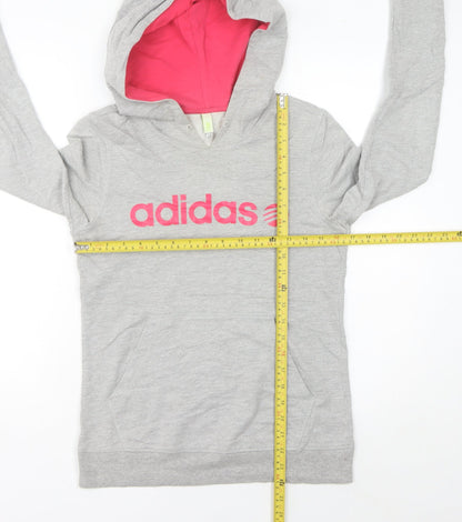 Adidas Women’s Grey Hoodie Size 12 UK Pullover Logo Sweatshirt