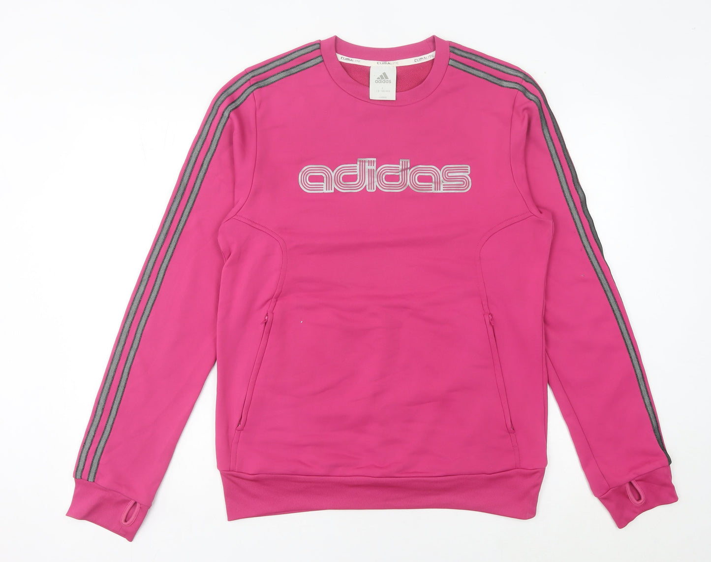 Adidas Womens Pink Sweatshirt Size 14 Logo Pullover Climalite