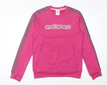 Adidas Womens Pink Sweatshirt Size 14 Logo Pullover Climalite