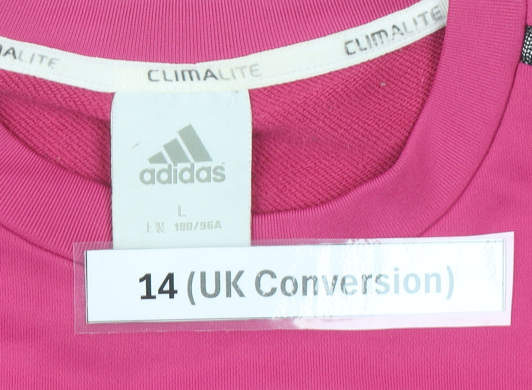 Adidas Womens Pink Sweatshirt Size 14 Logo Pullover Climalite