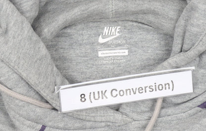 Nike Womens Grey Hoodie Size 8 Cotton Pullover Sportswear