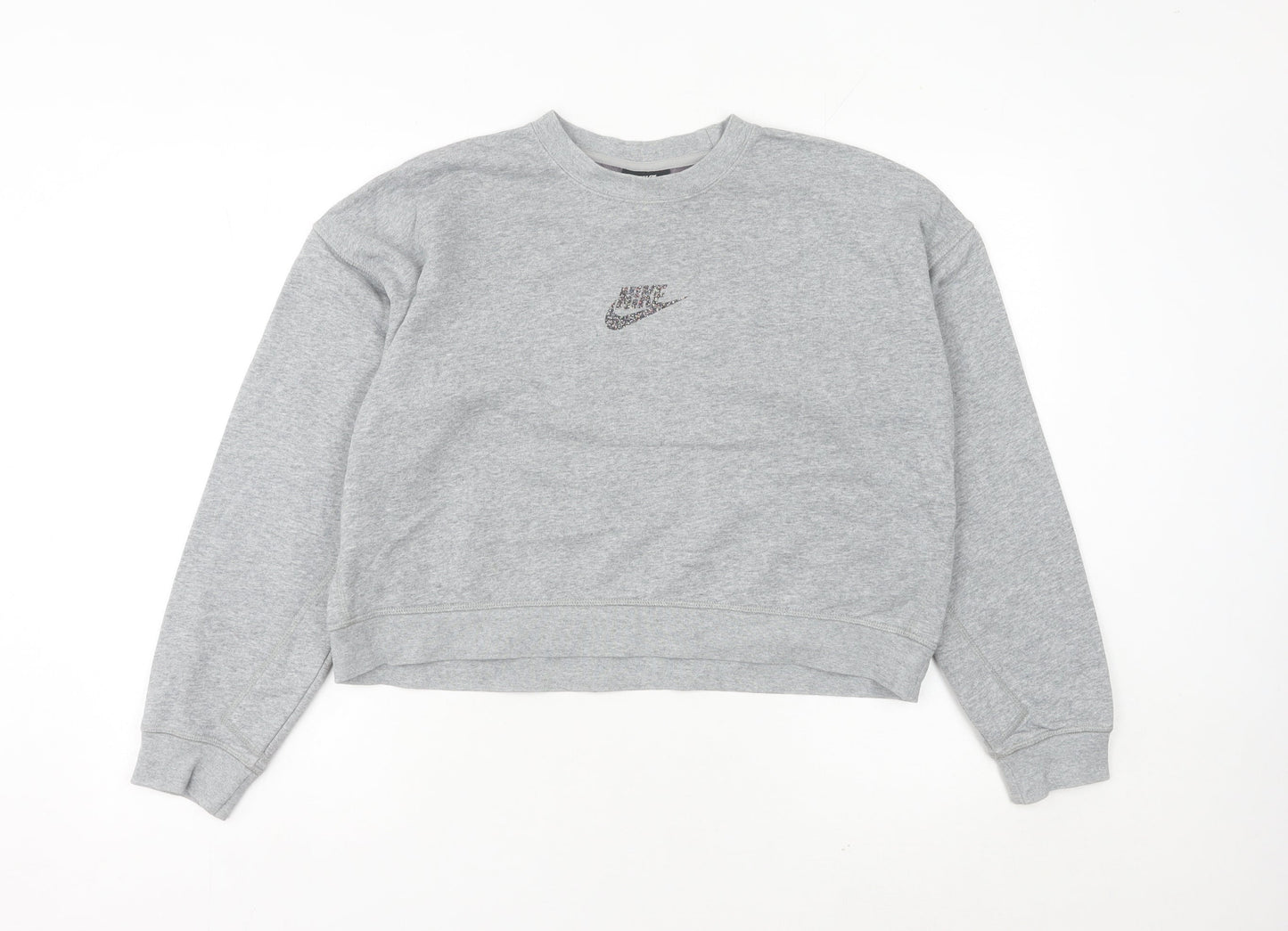 Nike Womens Grey Logo Pullover Sweatshirt Size 10 Regular Fit