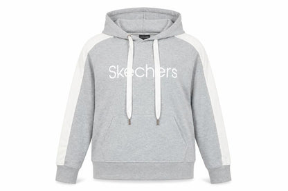 Skechers Womens Grey Hoodie Size 8 Pullover Logo Hooded Sweatshirt