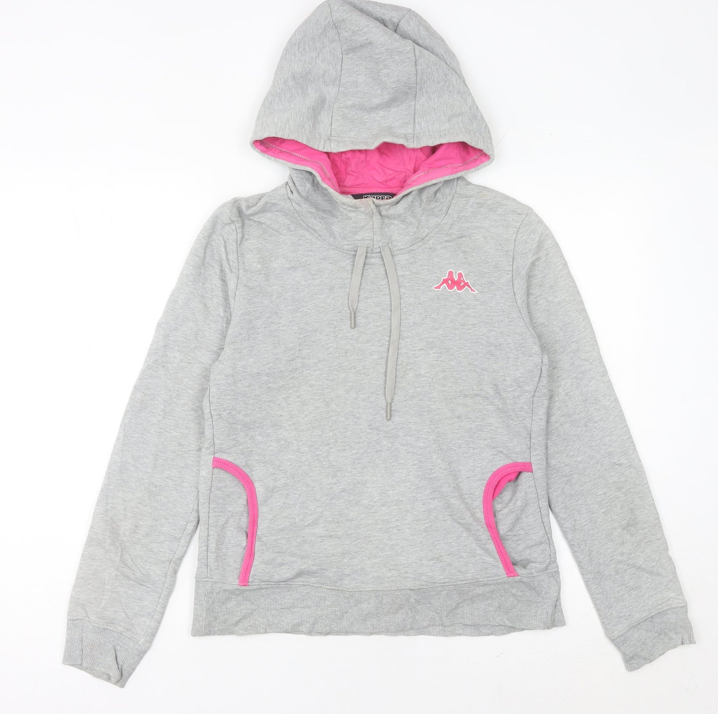 Kappa Womens Grey Pink Pullover Hoodie Size 12 UK Cotton Blend