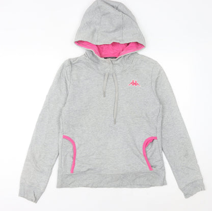 Kappa Womens Grey Pink Pullover Hoodie Size 12 UK Cotton Blend