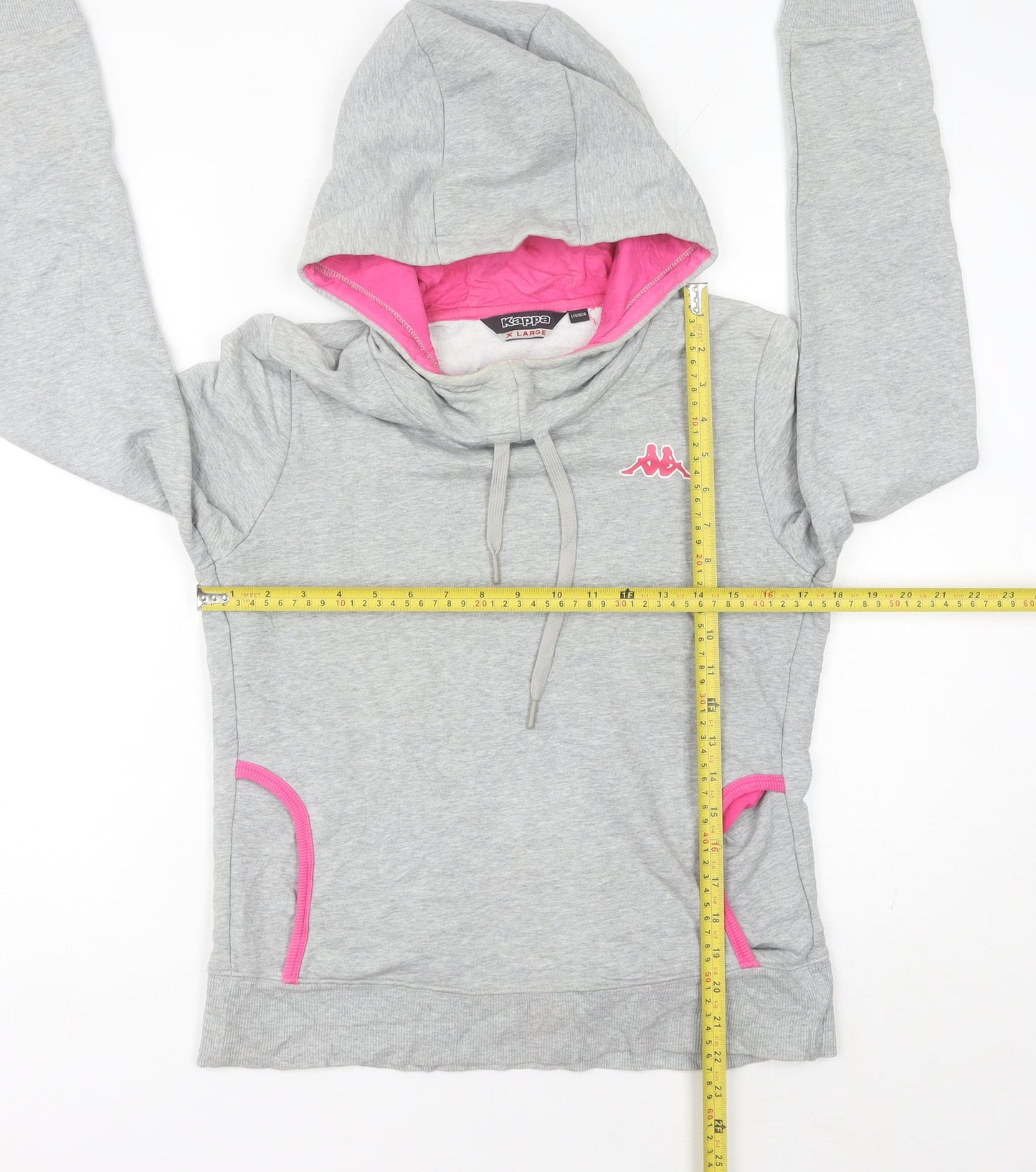 Kappa Womens Grey Pink Pullover Hoodie Size 12 UK Cotton Blend