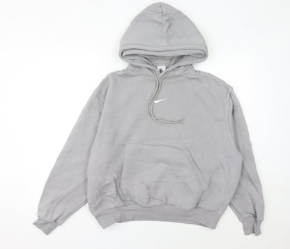 Nike Women's Grey Pullover Hoodie Size 8 UK Cotton Casual