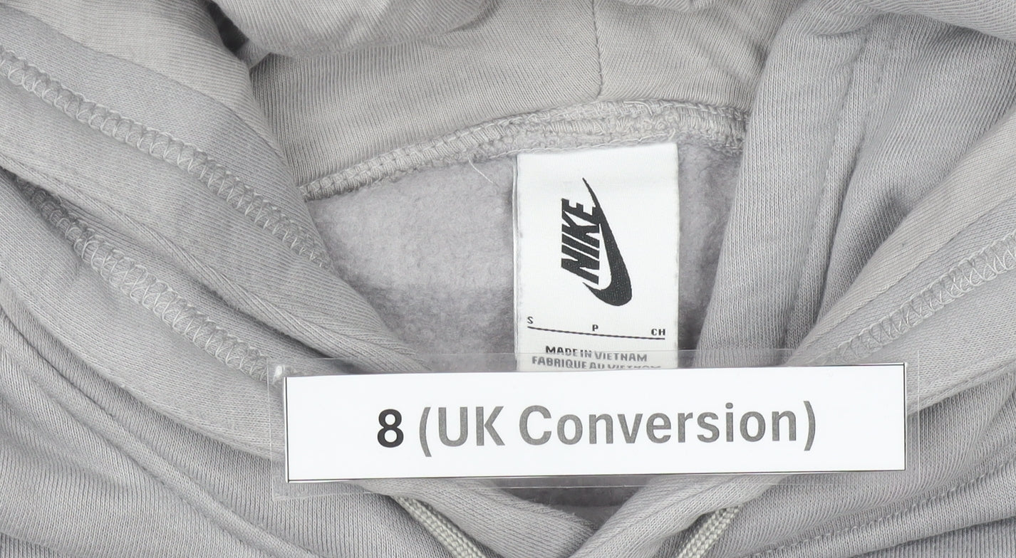 Nike Women's Grey Pullover Hoodie Size 8 UK Cotton Casual