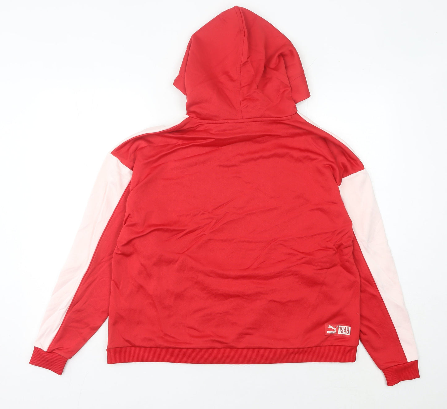 Puma Womens Red Pink Hooded Pullover Hoodie UK 10 Cotton Blend