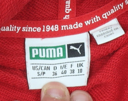 Puma Womens Red Pink Hooded Pullover Hoodie UK 10 Cotton Blend