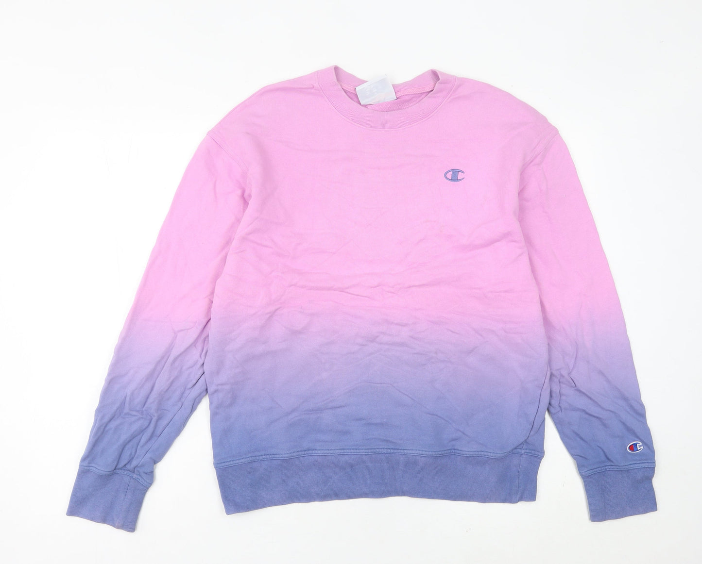 Champion Women’s Pink Purple Sweatshirt Small Cotton Ombre Logo