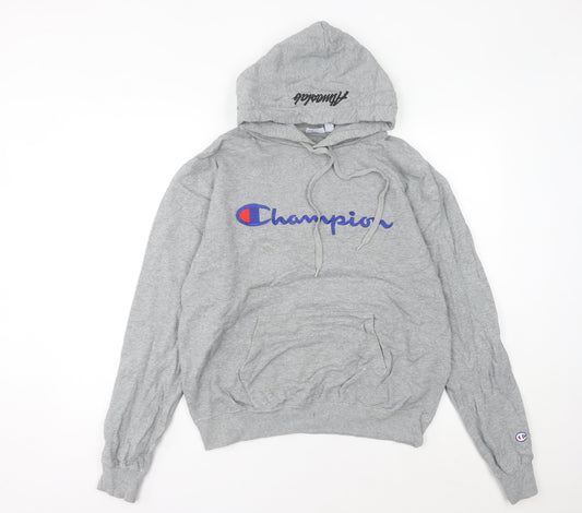 Champion Womens Grey Hoodie Size 14 Pullover Logo Sweatshirt