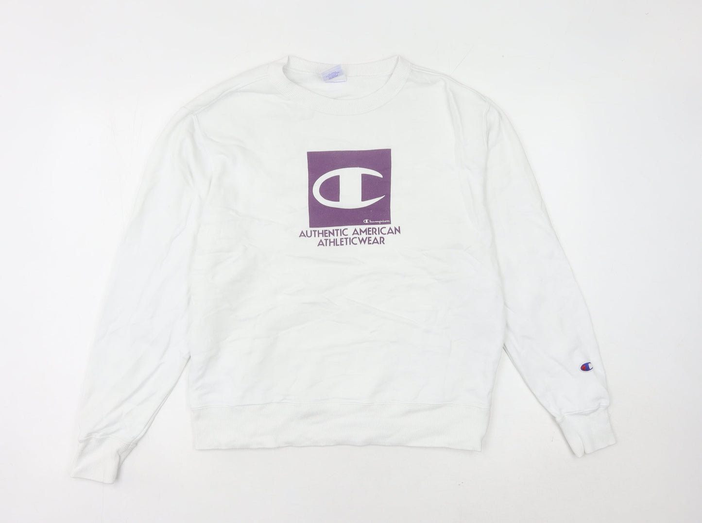 Champion Women’s White Small Sweatshirt Crew Neck Athletic Logo