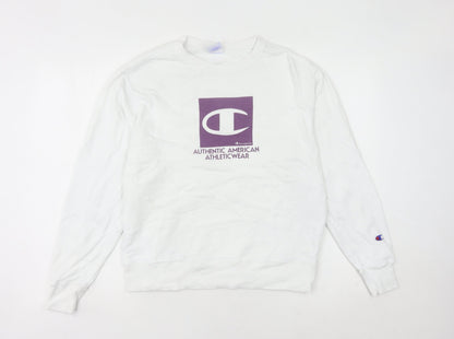 Champion Women’s White Small Sweatshirt Crew Neck Athletic Logo