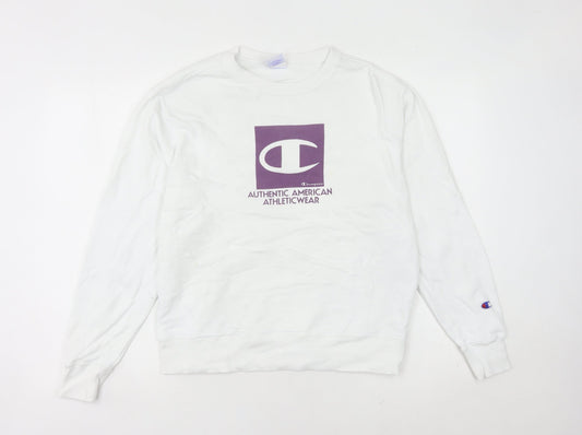 Champion Women’s White Small Sweatshirt Crew Neck Athletic Logo