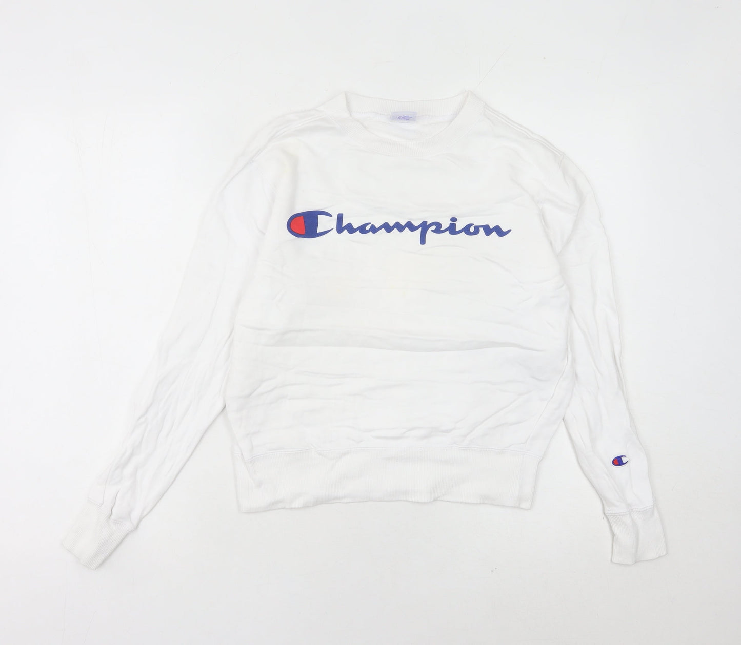Champion Womens White XS Pullover Sweatshirt Logo Crew Neck