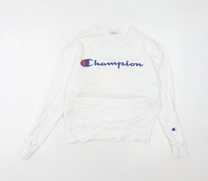 Champion Womens White XS Pullover Sweatshirt Logo Crew Neck