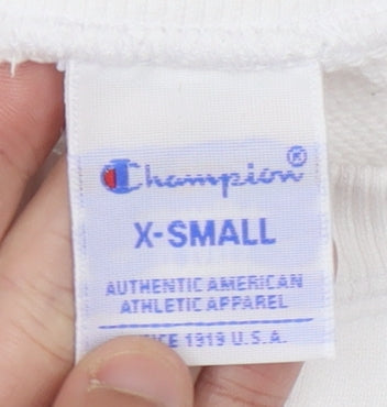 Champion Womens White XS Pullover Sweatshirt Logo Crew Neck