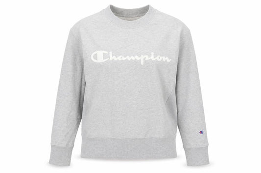 Front view of Champion unisex grey medium reverse weave pullover sweatshirt