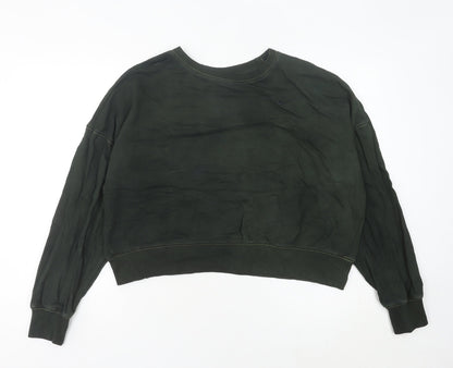 Nike Womens Green Cotton Sweatshirt UK 10 Regular Fit Crew Neck