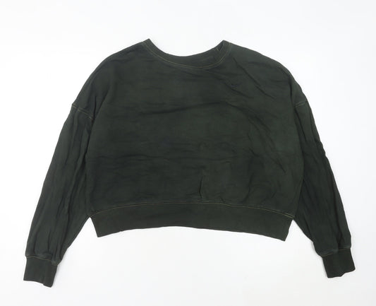 Nike Womens Green Cotton Sweatshirt UK 10 Regular Fit Crew Neck