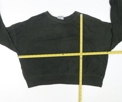 Nike Womens Green Cotton Sweatshirt UK 10 Regular Fit Crew Neck