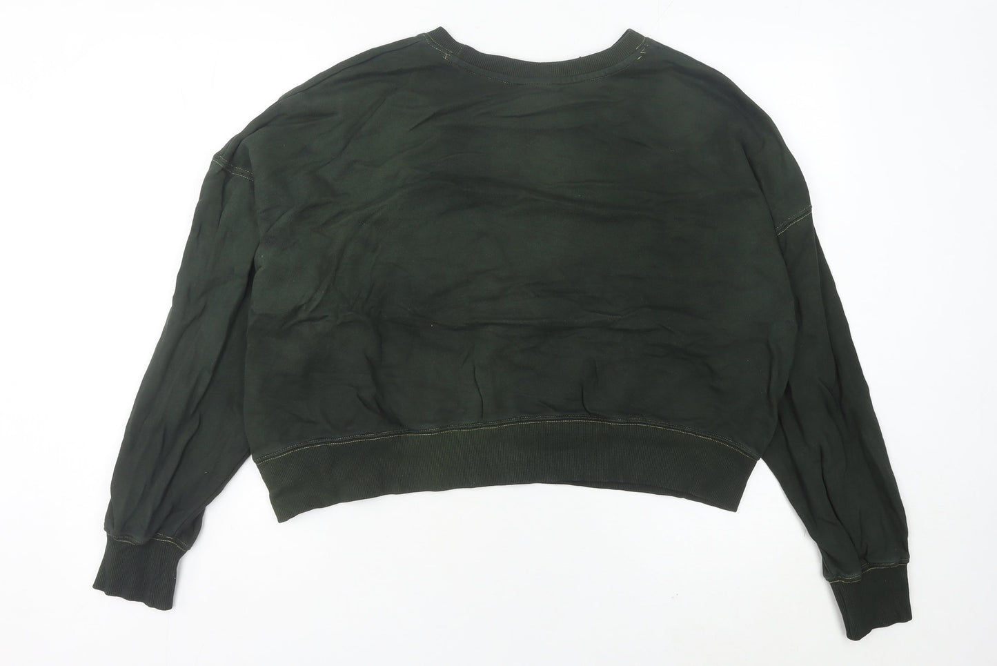 Nike Womens Green Cotton Sweatshirt UK 10 Regular Fit Crew Neck