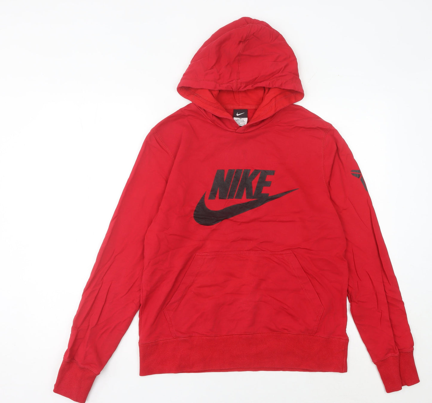 Nike Womens Red Hoodie UK Size 10 Pullover Logo Cotton Blend