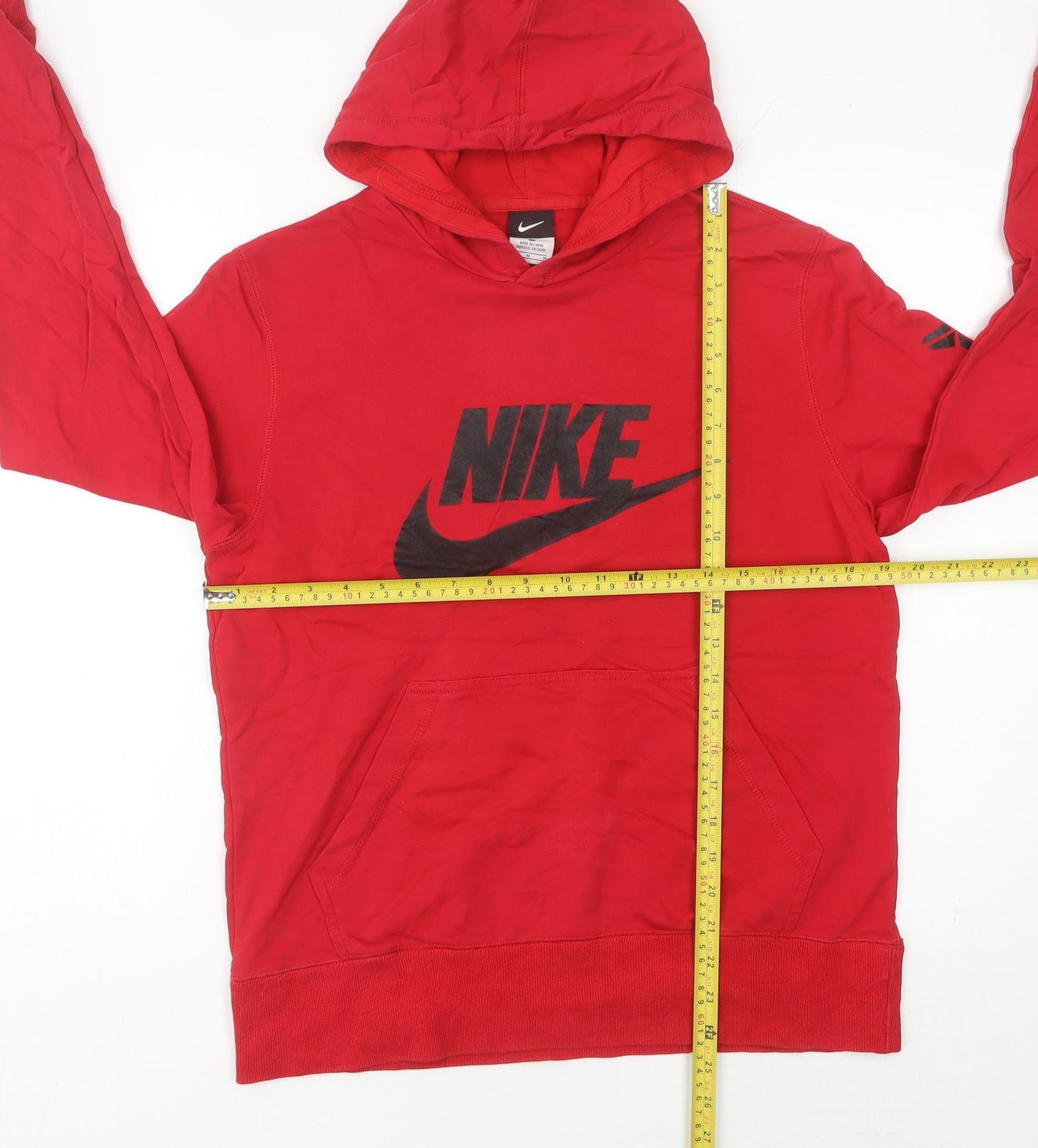 Nike Womens Red Hoodie UK Size 10 Pullover Logo Cotton Blend