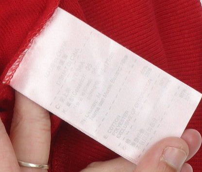 Nike Womens Red Hoodie UK Size 10 Pullover Logo Cotton Blend