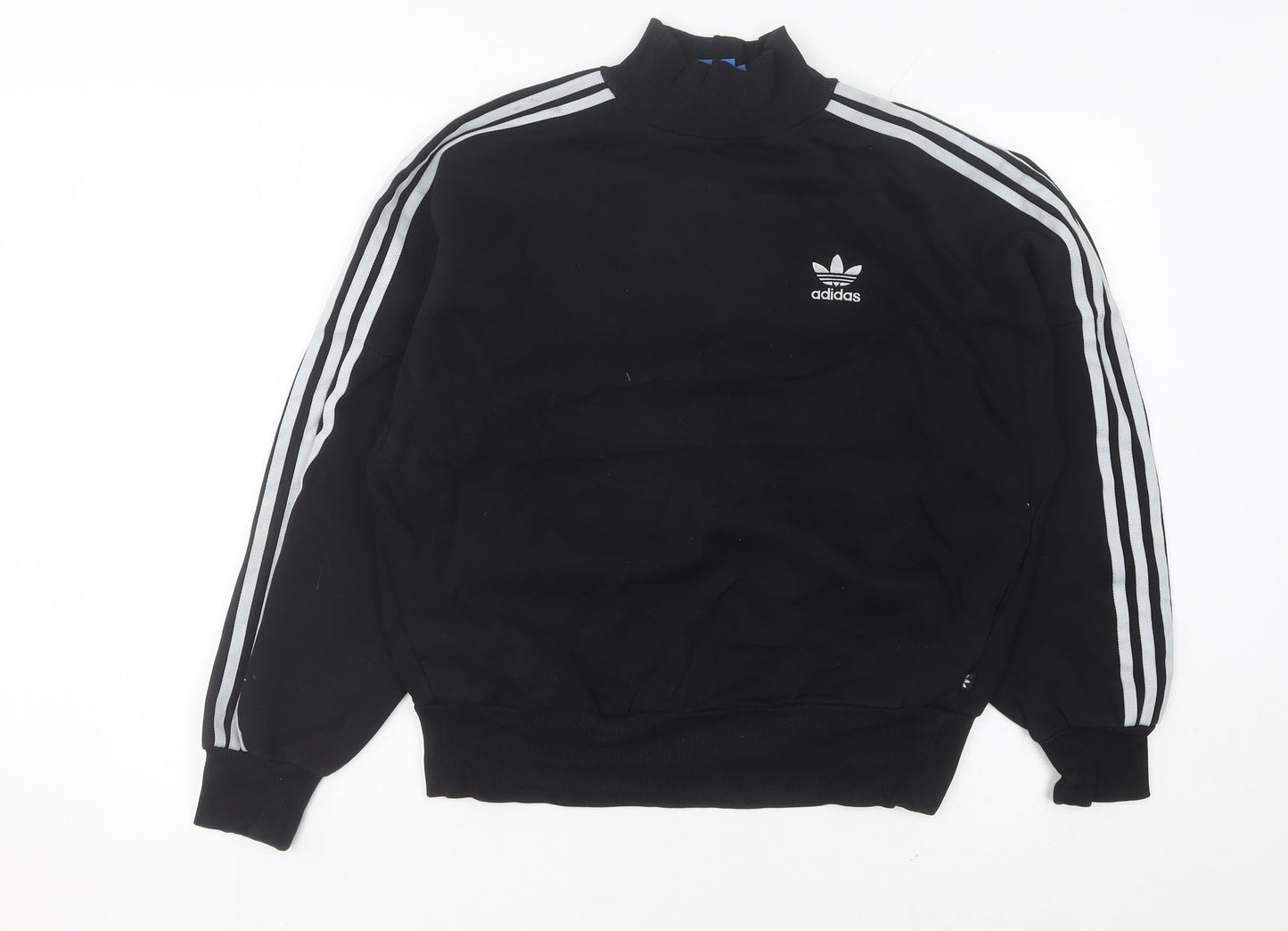 Adidas Womens Black Sweatshirt UK 8 Pullover Logo Cotton Blend