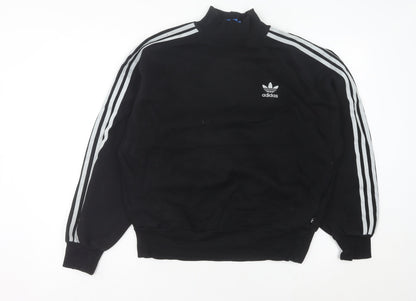 Adidas Womens Black Sweatshirt UK 8 Pullover Logo Cotton Blend