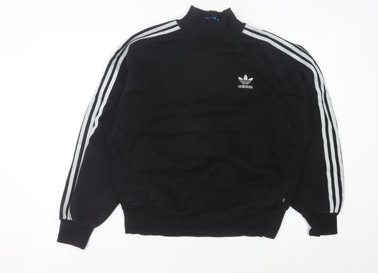 Adidas Womens Black Sweatshirt UK 8 Pullover Logo Cotton Blend